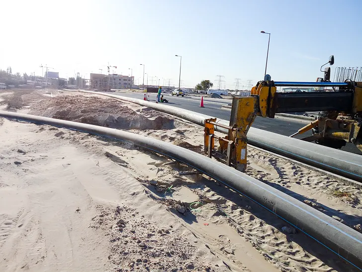Dubai Al Ain Road Upgrade - excavation with pumping setup